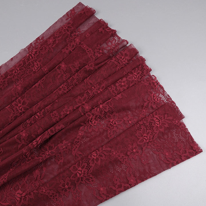 One-shoulder lace maxi dress with a corset and pleated design - ARGAMAN