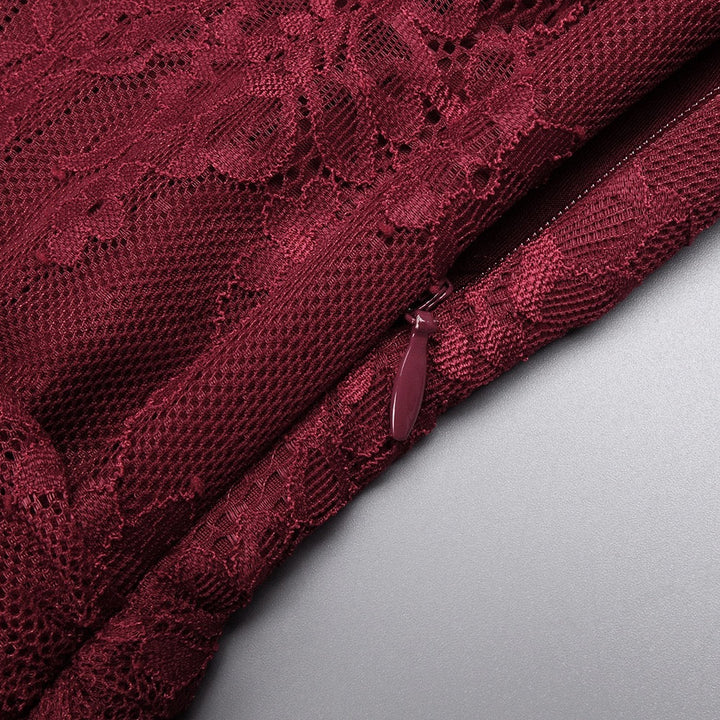 One-shoulder lace maxi dress with a corset and pleated design - ARGAMAN