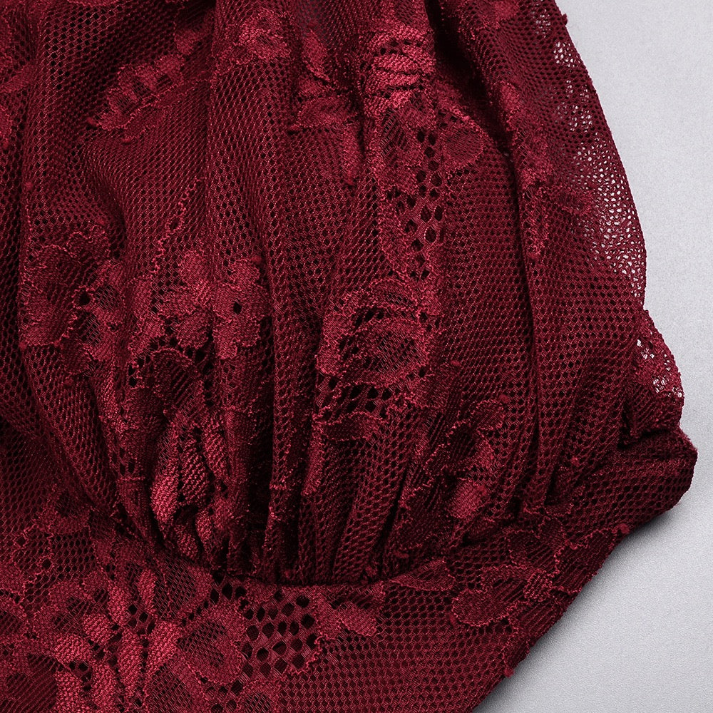 One-shoulder lace maxi dress with a corset and pleated design - ARGAMAN