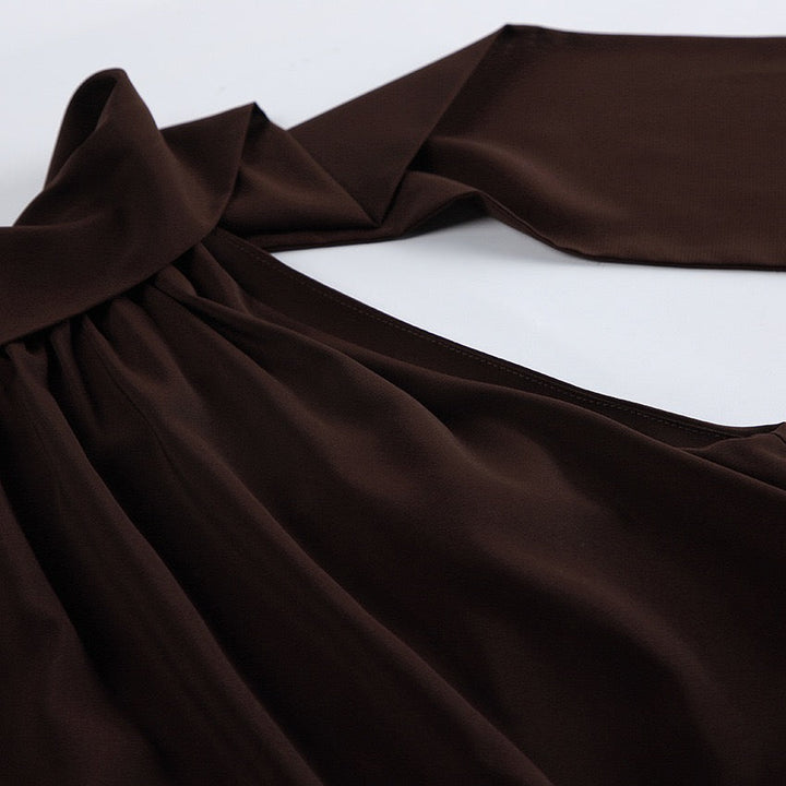 Gigi - Satin mini dress with a halter tie and chiffon embellishment