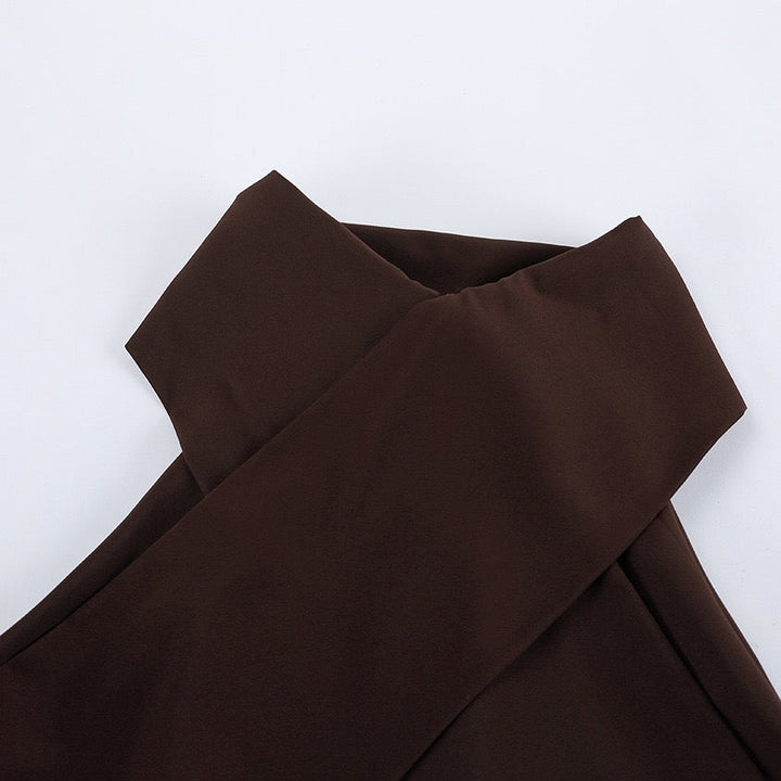 Gigi - Satin mini dress with a halter tie and chiffon embellishment