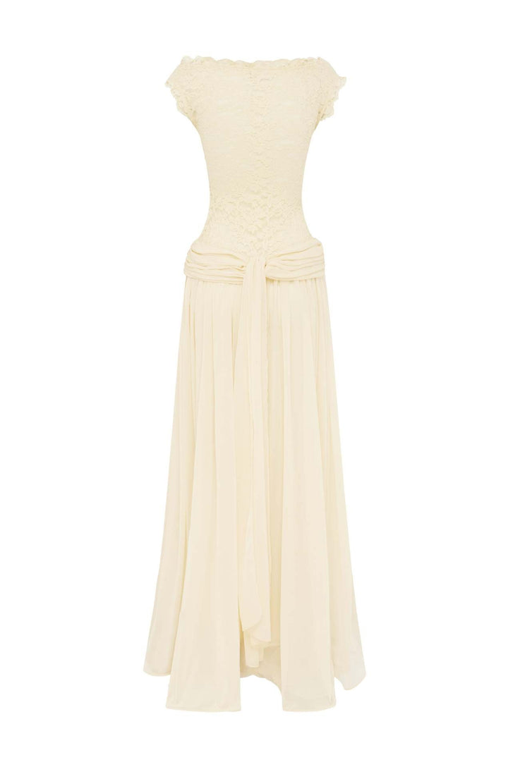 Marianella - Chiffon maxi dress with a lace design