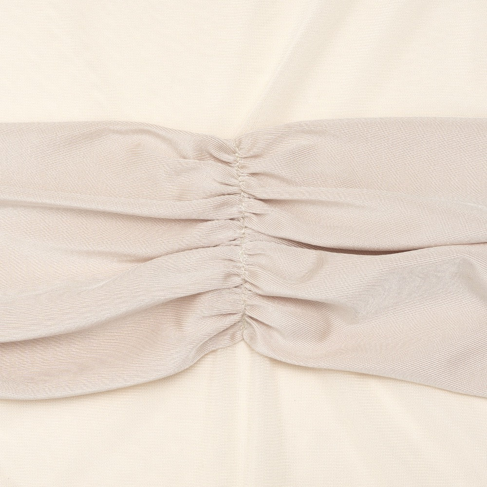 Maxi dress in shiny fabric with pleats and mesh design - Liyana