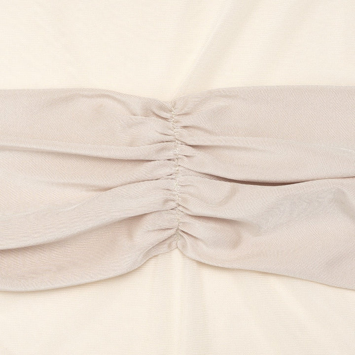 Maxi dress in shiny fabric with pleats and mesh design - Liyana