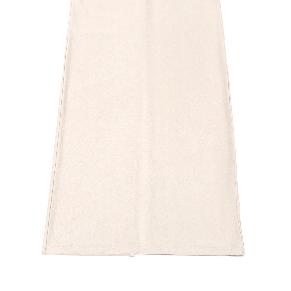 Maxi dress in shiny fabric with pleats and mesh design - Liyana