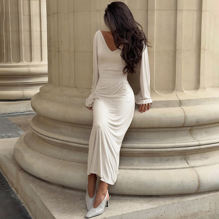 Maxi dress with open back and tie design - Galit