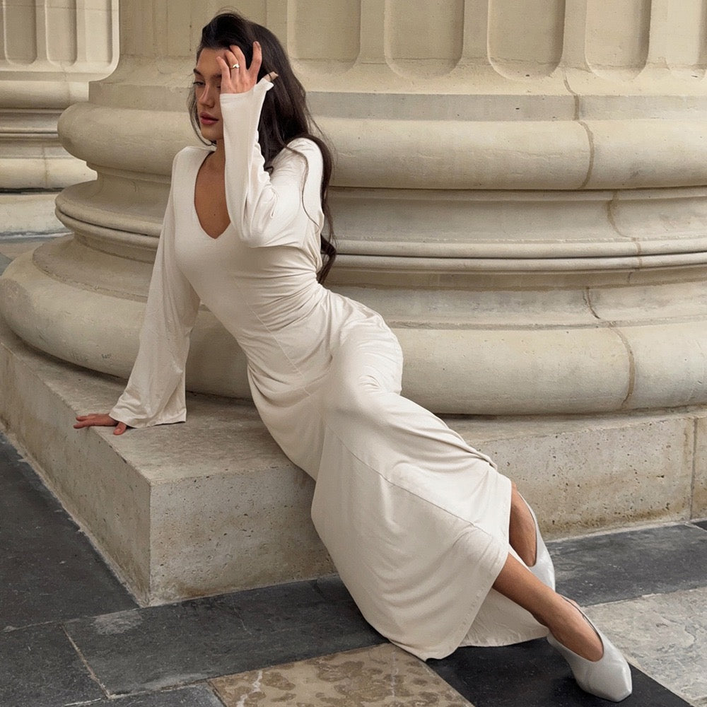 Maxi dress with open back and tie design - Galit