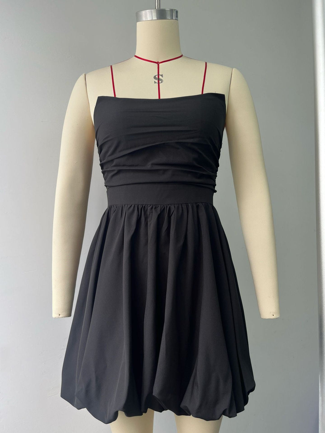Mia - Strapless balloon mini dress with glove embellishment