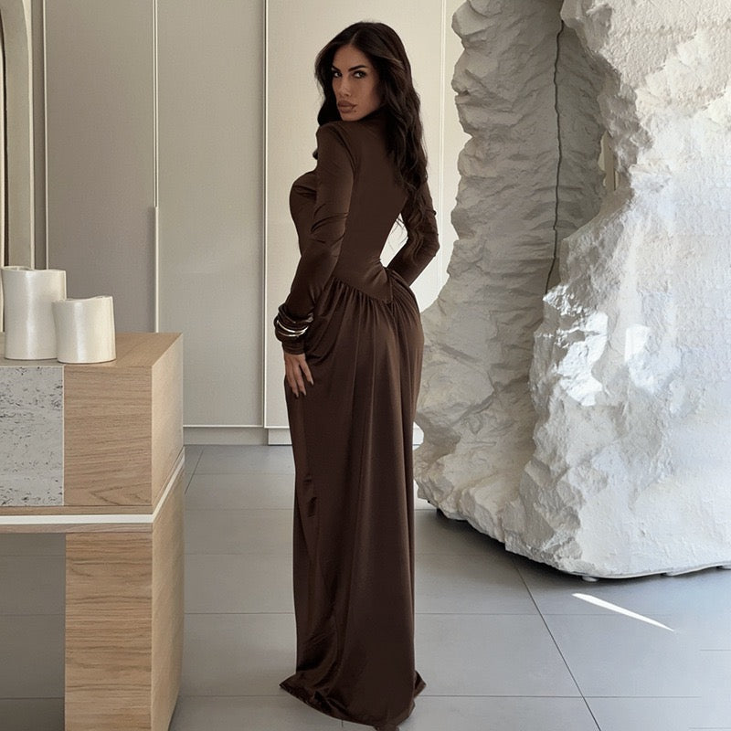 Maxi turtleneck dress with gathered design - Dalit