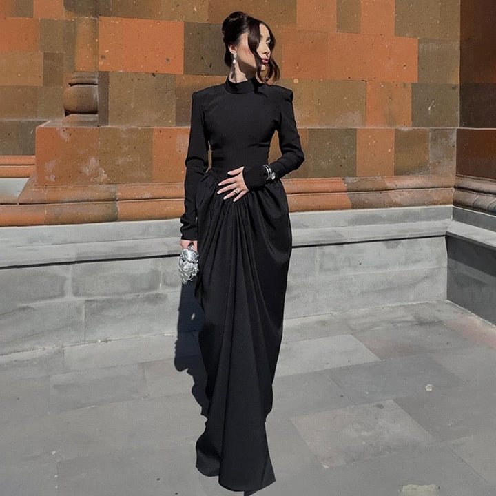 Maxi turtleneck dress with gathered design - Dalit