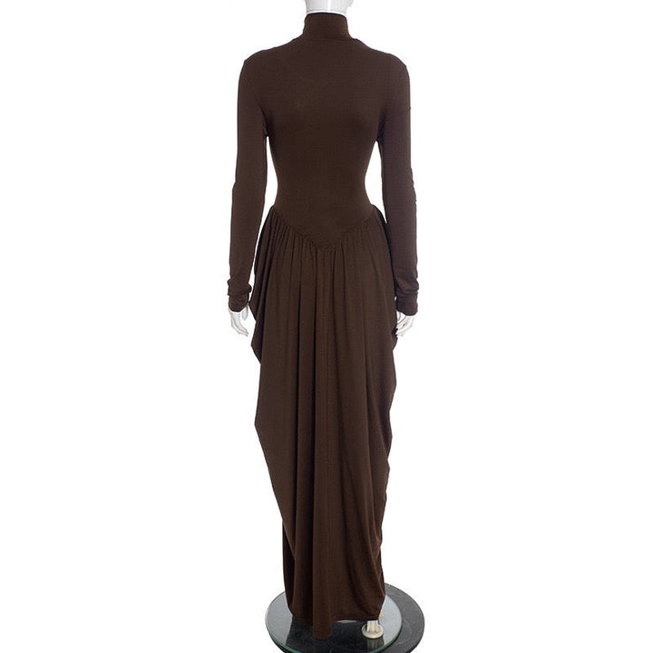 Maxi turtleneck dress with gathered design - Dalit