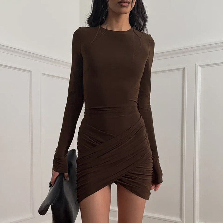 Cross Pleated Mini Dress - Jay Lin