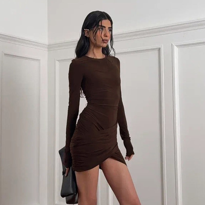 Cross Pleated Mini Dress - Jay Lin