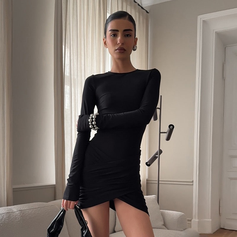 Cross Pleated Mini Dress - Jay Lin