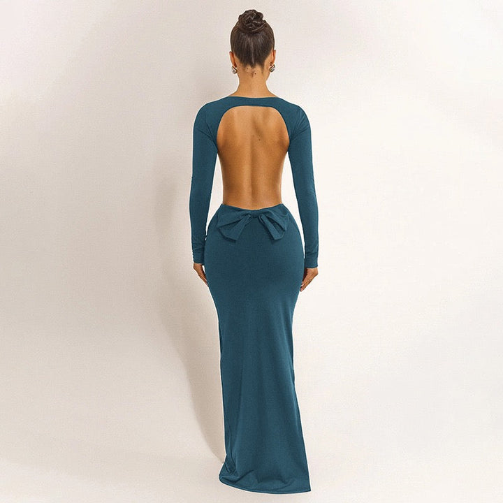 Open-back maxi dress with bow tie detail - Joy