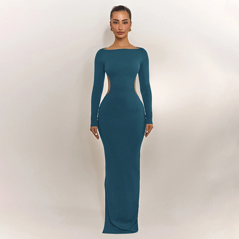 Open-back maxi dress with bow tie detail - Joy