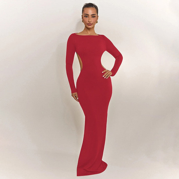 Open-back maxi dress with bow tie detail - Joy