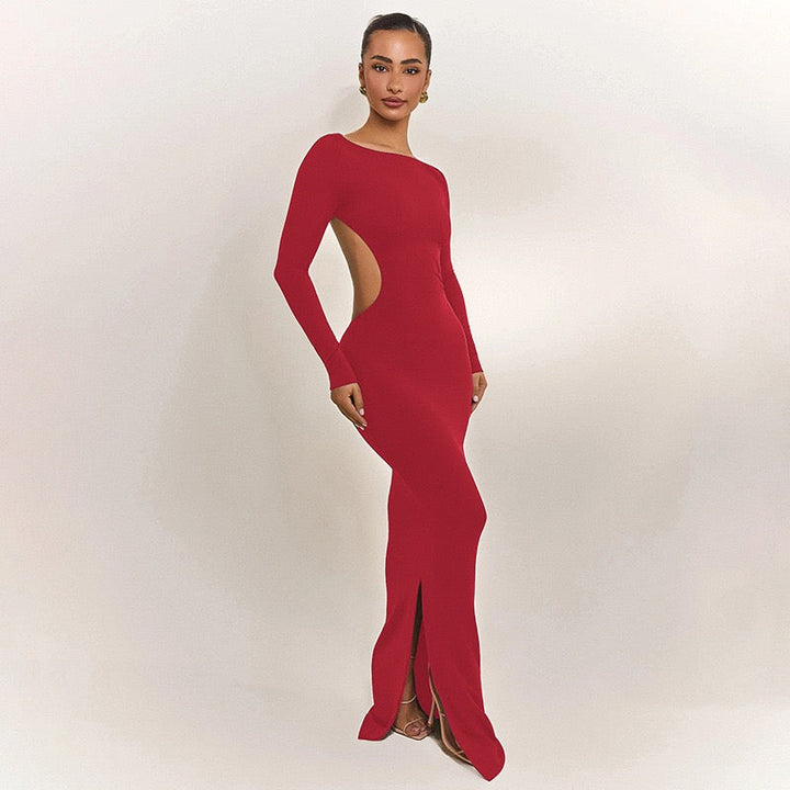 Open-back maxi dress with bow tie detail - Joy