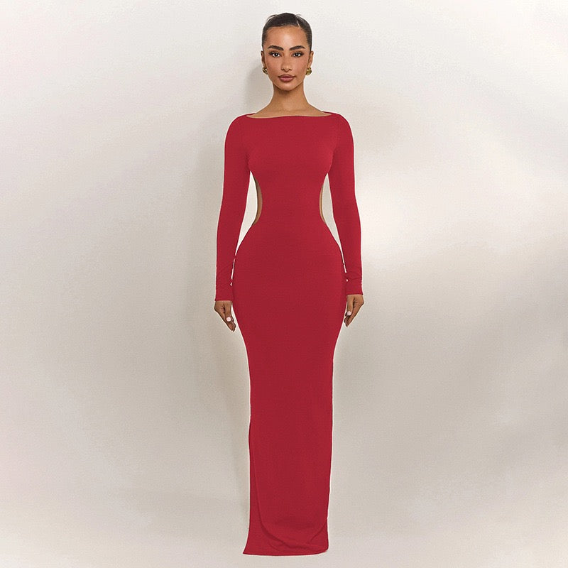 Open-back maxi dress with bow tie detail - Joy