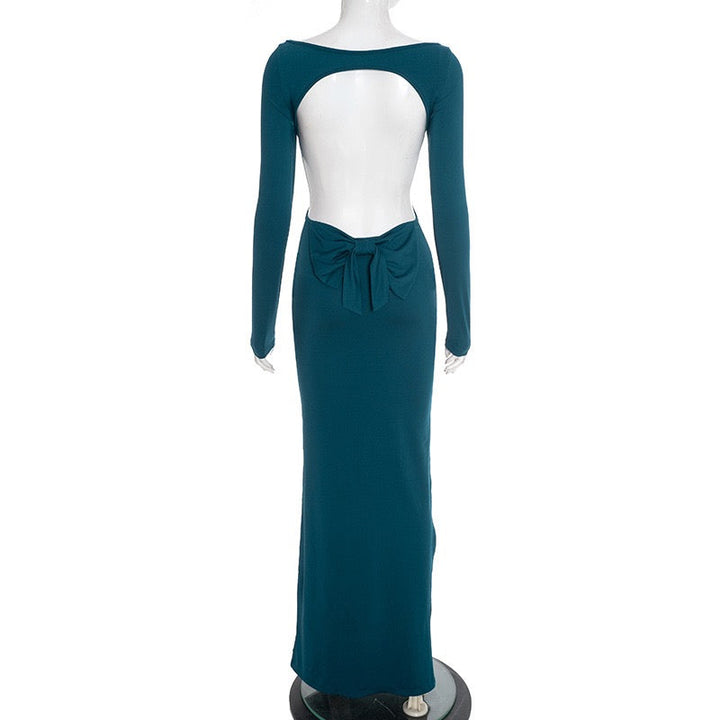 Open-back maxi dress with bow tie detail - Joy