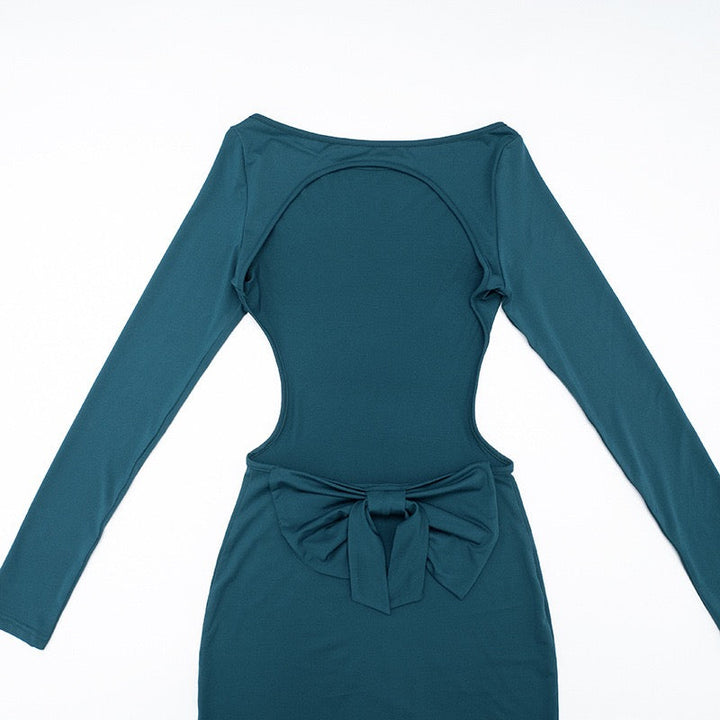 Open-back maxi dress with bow tie detail - Joy