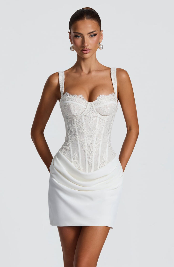 Satin mini dress with a lace corset design – Gala