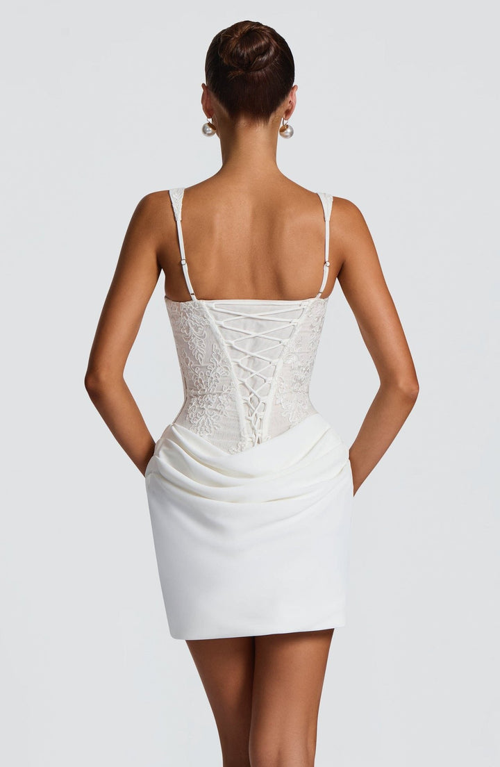 Satin mini dress with a lace corset design – Gala