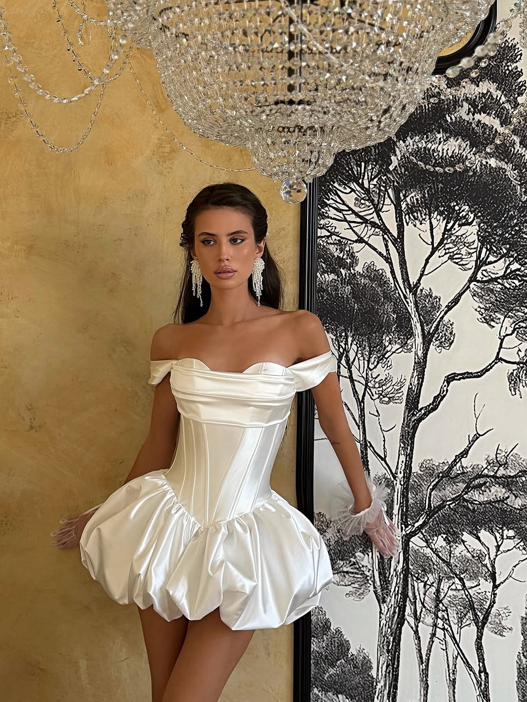 Gane - Off-the-shoulder balloon mini dress