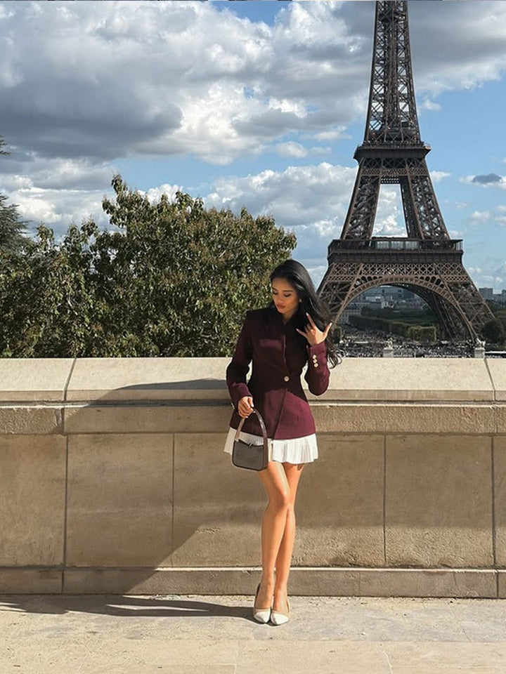 Tailored mini dress with pleated skirt design - Carol