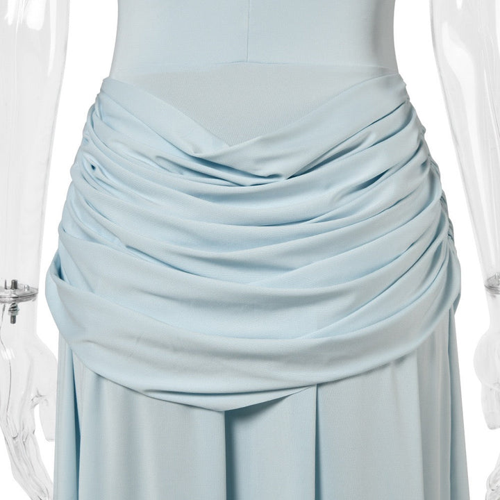Maxi dress with pleat embellishments and a slit design – Julie