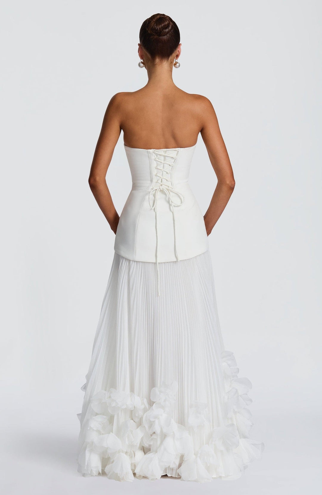 Strapless maxi dress with a 3D floral design – fifi