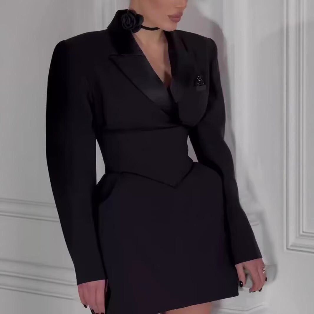 Tailored mini dress with tie at the back for fastening at the waist - MARIOLA