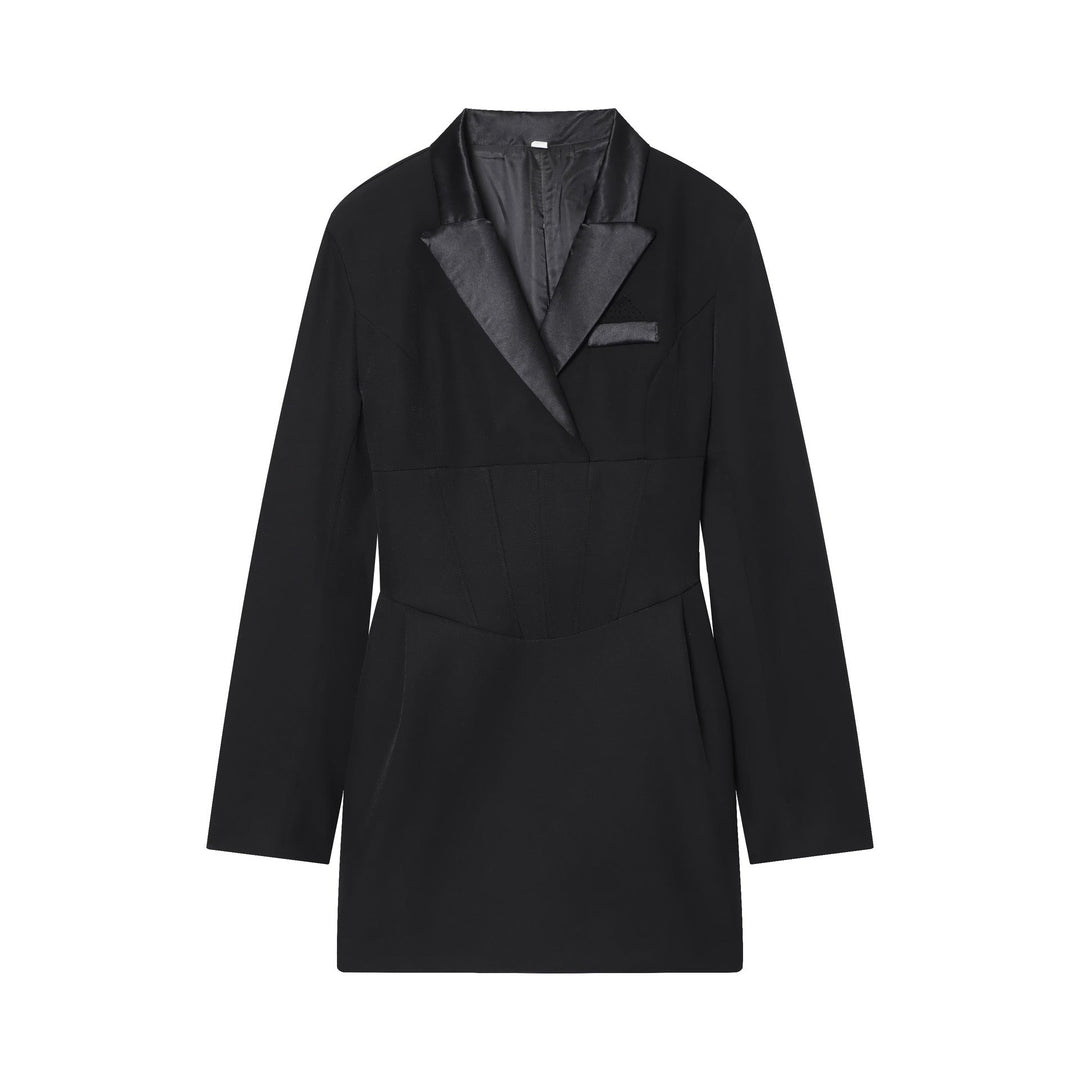 Tailored mini dress with tie at the back for fastening at the waist - MARIOLA