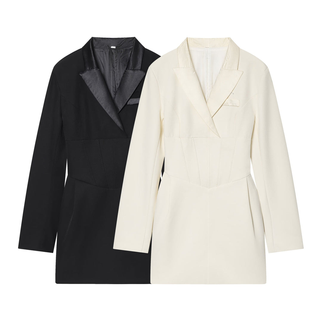 Tailored mini dress with tie at the back for fastening at the waist - MARIOLA