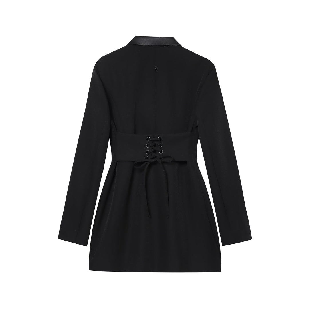 Tailored mini dress with tie at the back for fastening at the waist - MARIOLA