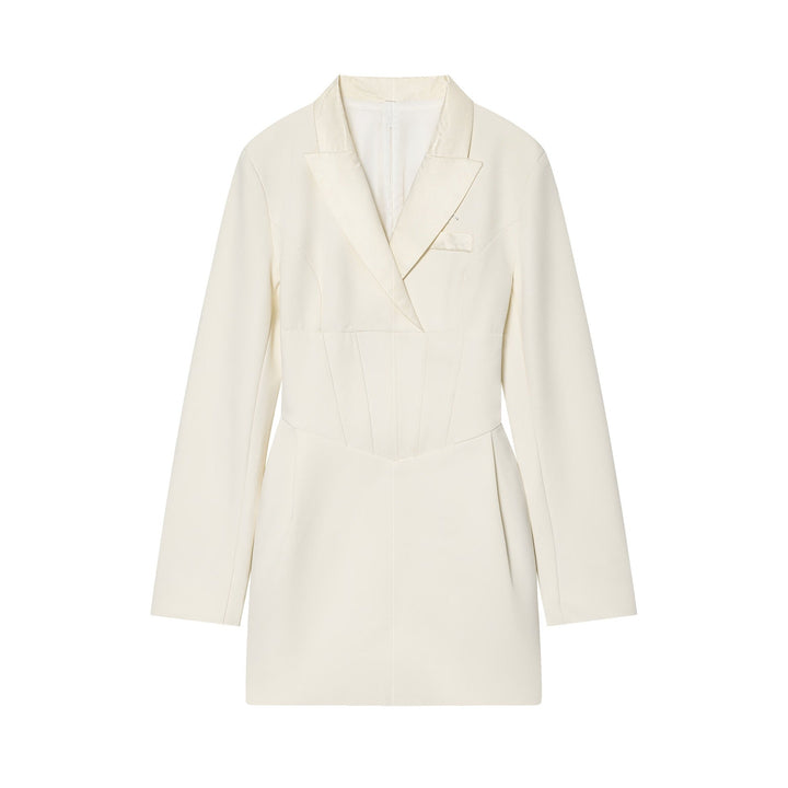 Tailored mini dress with tie at the back for fastening at the waist - MARIOLA