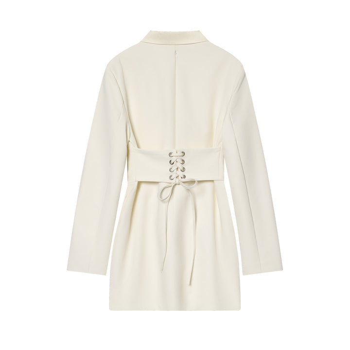 Tailored mini dress with tie at the back for fastening at the waist - MARIOLA