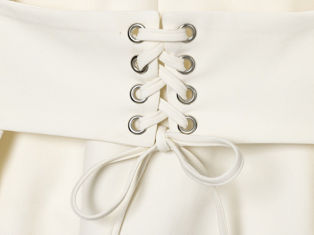 Tailored mini dress with tie at the back for fastening at the waist - MARIOLA