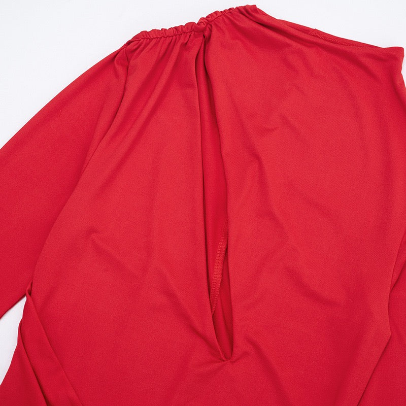 Maxi dress with a gathered design and a buckle decoration - LUCI