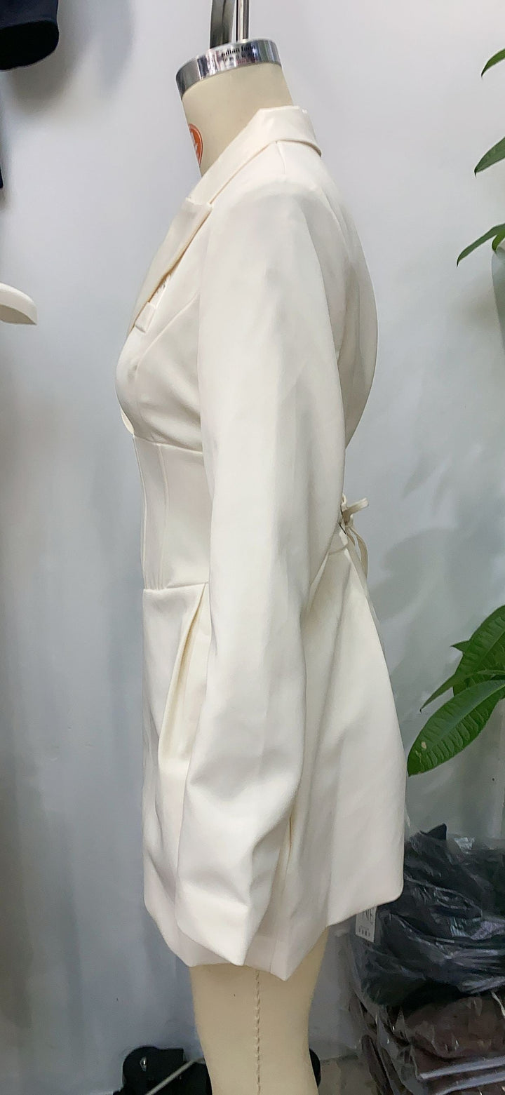 Tailored mini dress with tie at the back for fastening at the waist - MARIOLA