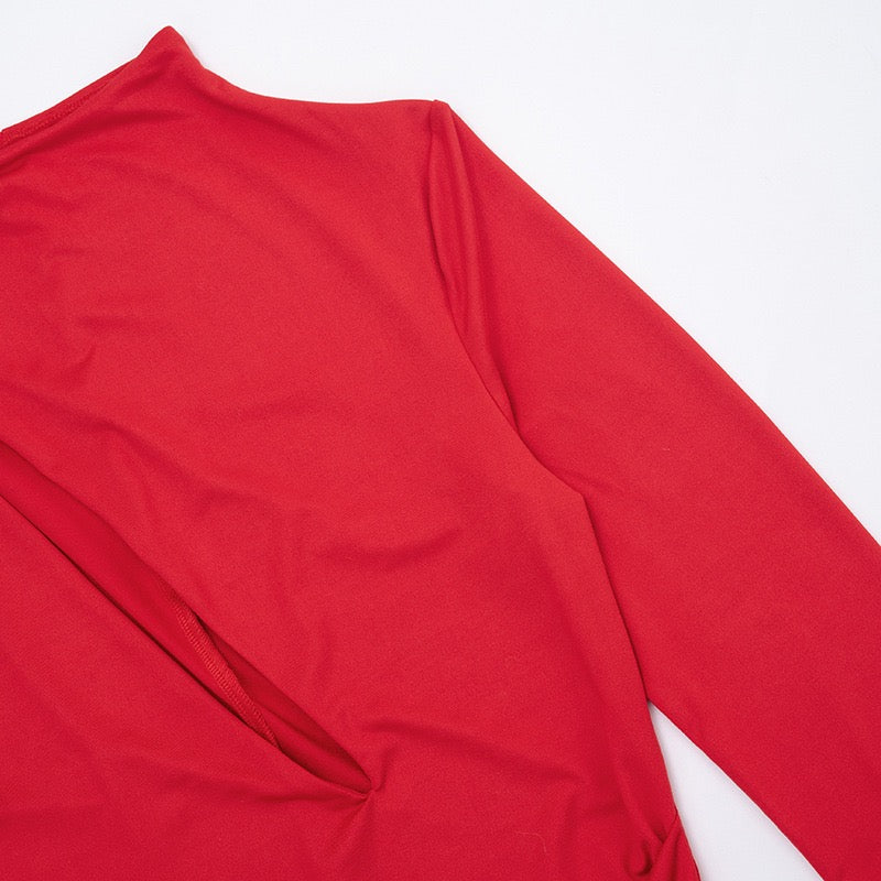 Maxi dress with a gathered design and a buckle decoration - LUCI