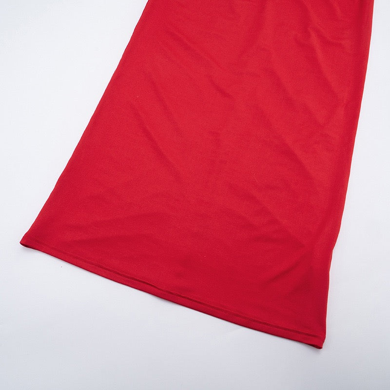 Maxi dress with a gathered design and a buckle decoration - LUCI