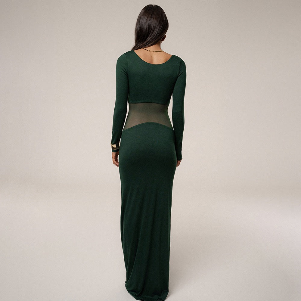 Elegant maxi dress in mesh design - LILI