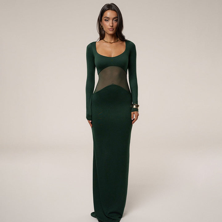 Elegant maxi dress in mesh design - LILI