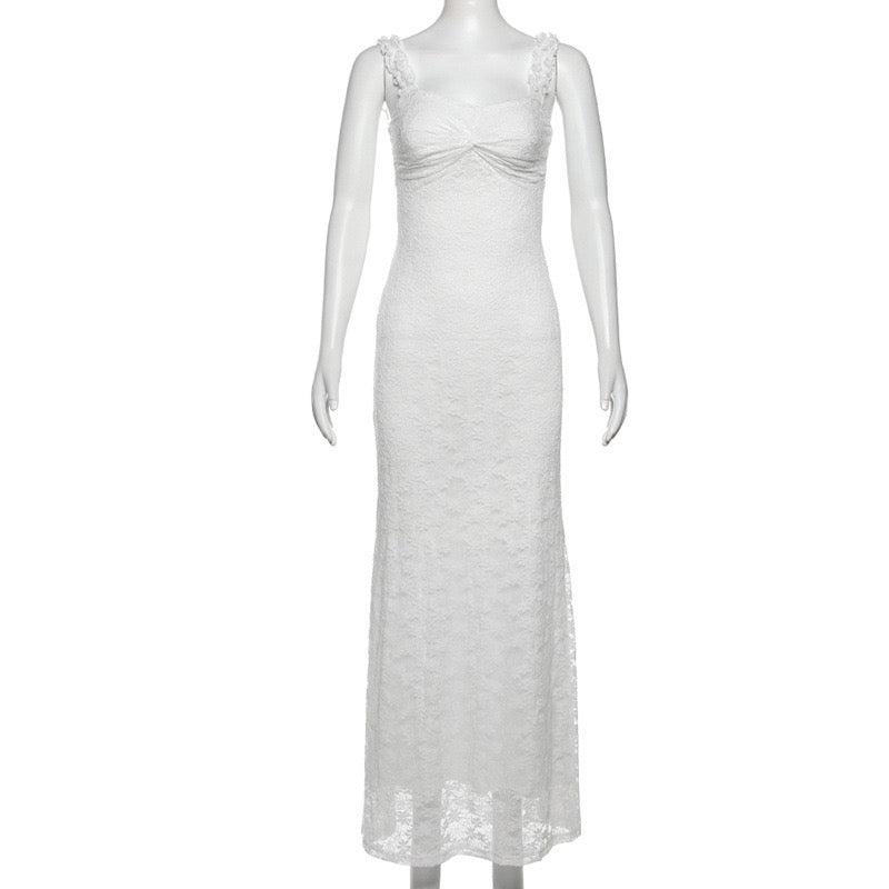 Off-the-shoulder maxi dress with a lace design - LINI