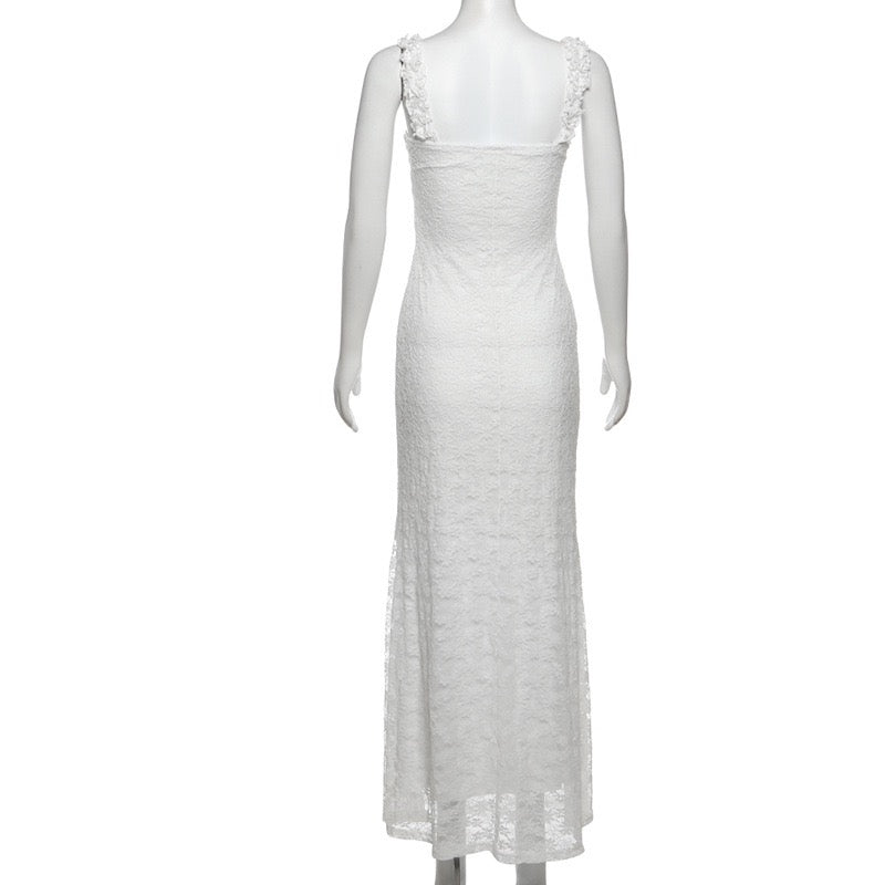 Off-the-shoulder maxi dress with a lace design - LINI
