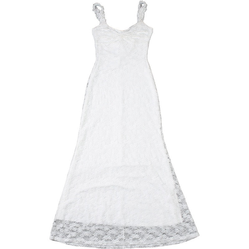 Off-the-shoulder maxi dress with a lace design - LINI