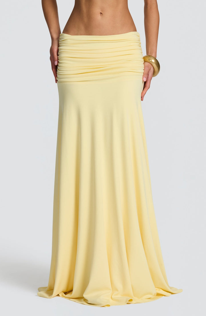 Ray - Two-piece pleated set with a maxi skirt and crop top