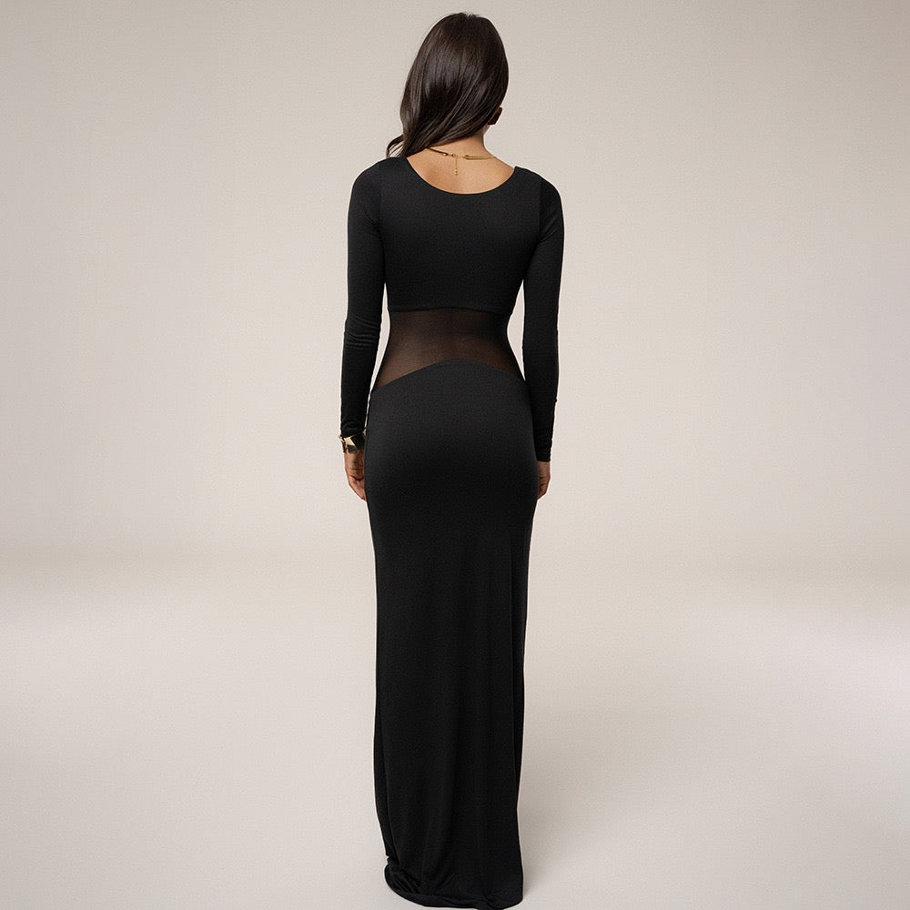 Elegant maxi dress in mesh design - LILI