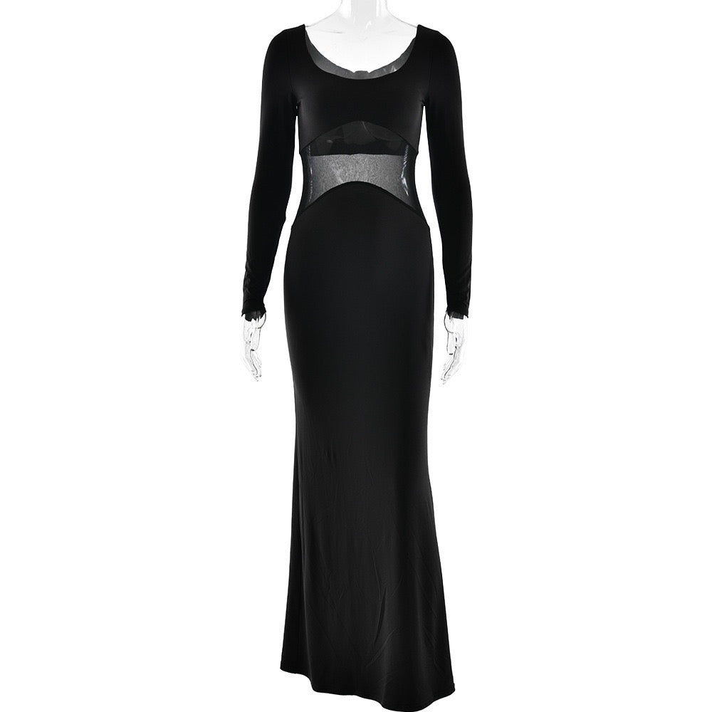 Elegant maxi dress in mesh design - LILI